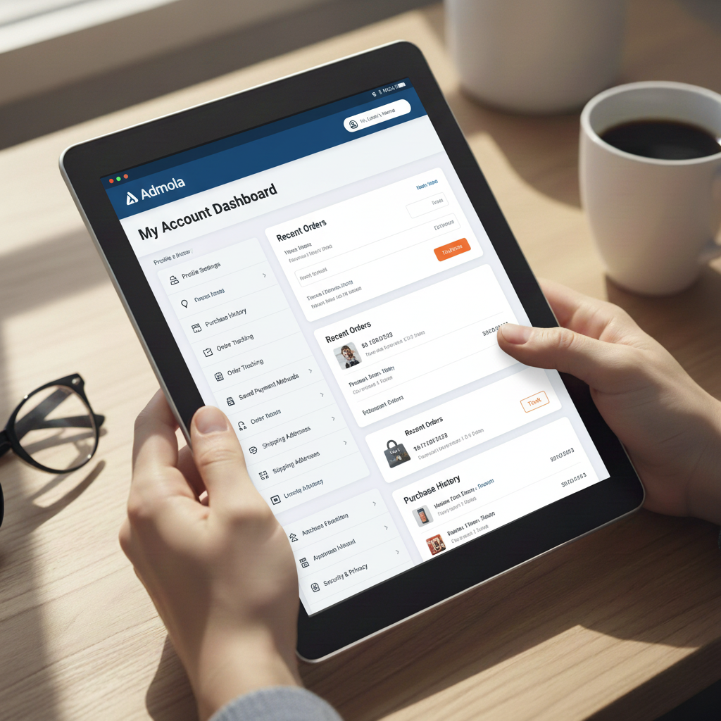 "My Account page on Admola digital marketing website"
