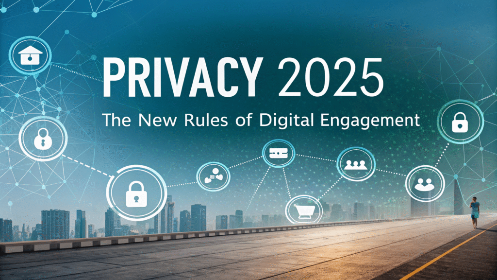alt="A visual timeline illustrating the history and evolution leading to the future of online privacy: the new rules of digital engagement"